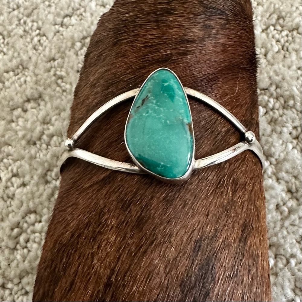 Native American Sterling Silver Turquoise Cuff Bracelet signed SW 925 - Picture 9 of 15